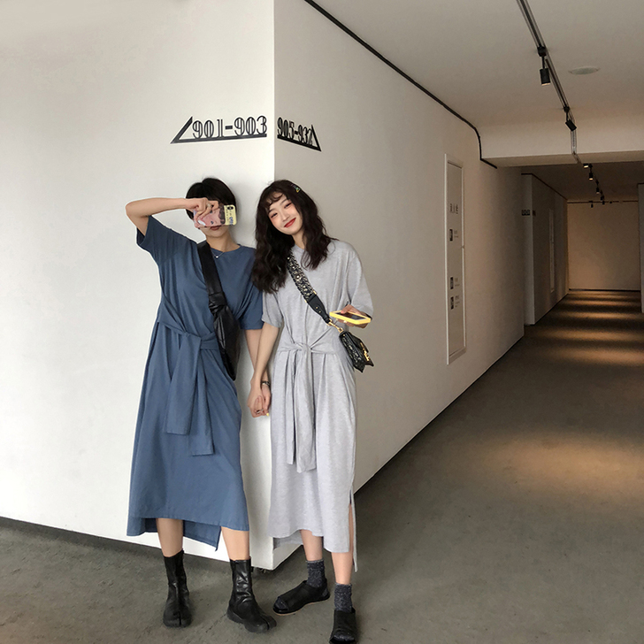 闺蜜装春装法国复古裙山本休闲收腰连衣裙女夏...