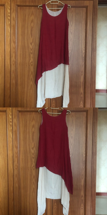 红白不规则长裙