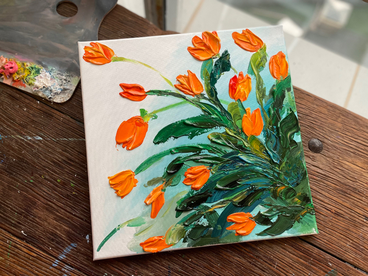 油画丙烯作品 装饰居家摆件 尺寸40*40...
