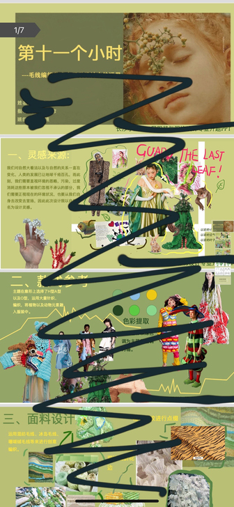 服装设计ppt演示。包括（灵感来源、款式参...