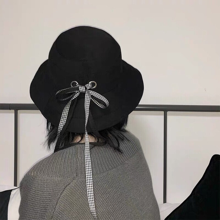日系文艺少女绑带遮阳帽 款式：盆帽/渔夫帽...