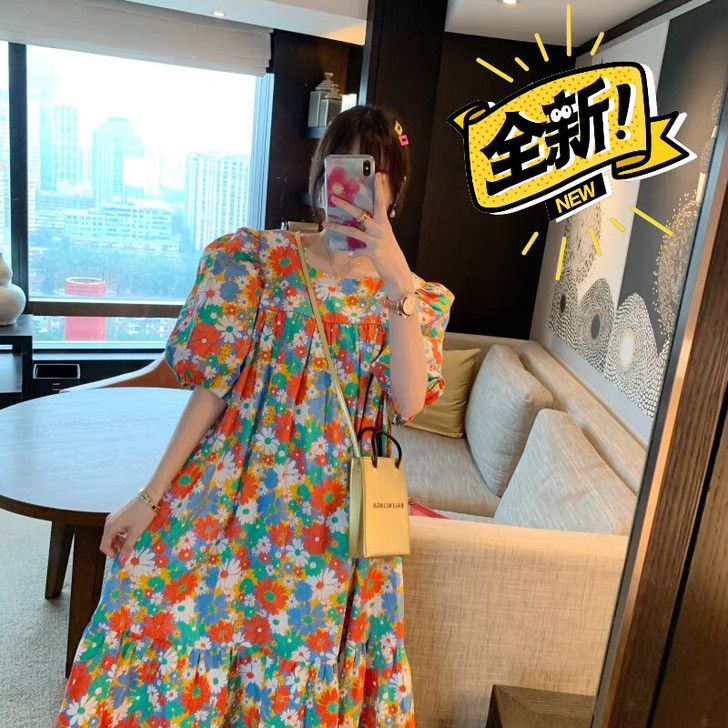 ◆张静芝韩国东大门 复古可爱满身彩花大裙摆...
