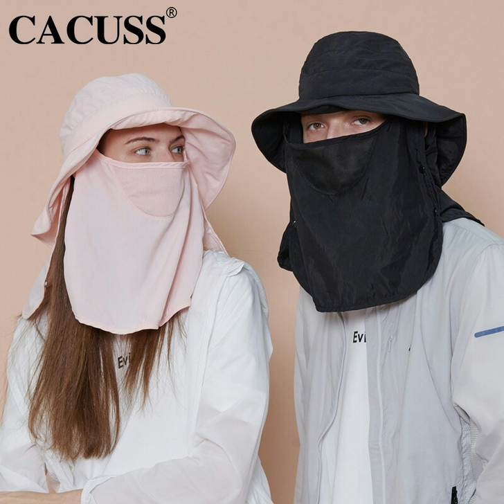 cacuss防紫外线夏季遮脸大头围男防晒帽...