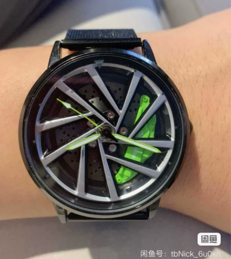 进口刀锋轮毂手表男360°旋转立体镂空汽车...