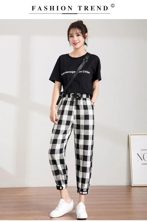 2021新款哈伦裤子女宽松百搭潮流矮个子春...