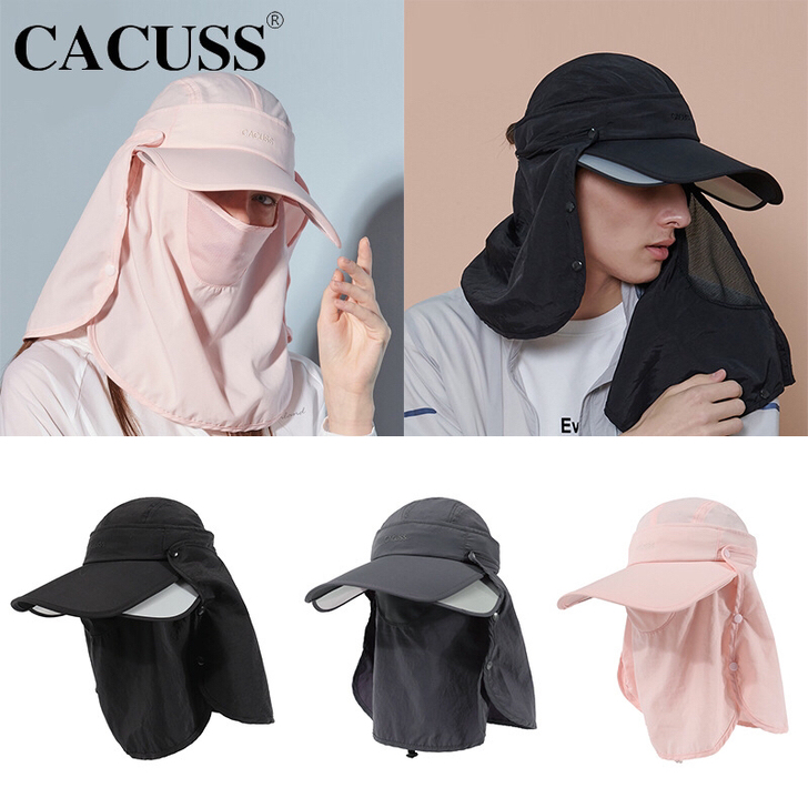 CACUSS户外遮阳帽女遮脸防紫外线帽男大...