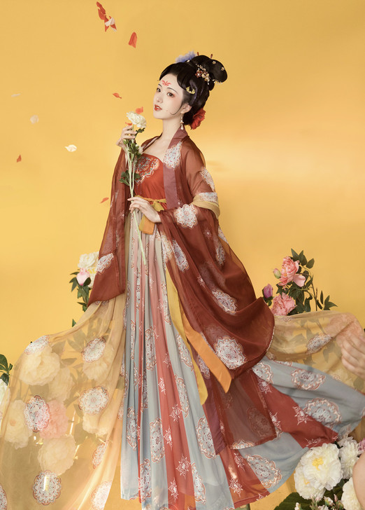 玉术原创汉服女霓裳诃子裙大袖衫唐制夏季刺绣...