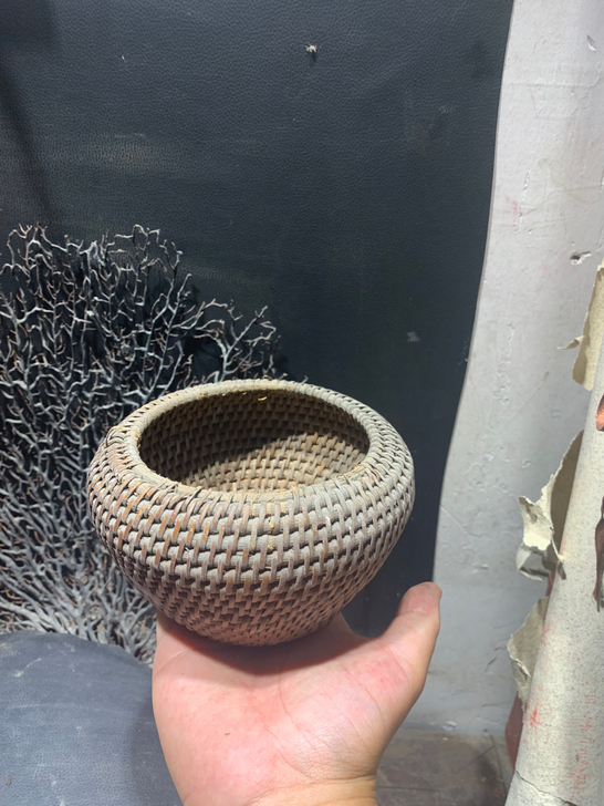 清代藤编围棋罐子 老物件