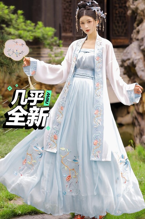 玉术原创汉服 凤鸾宋制长褙子齐腰襦裙宋抹绣花