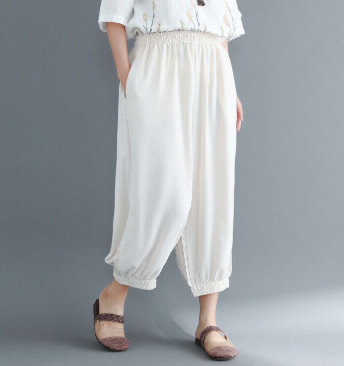 全新 夏季新款宽松九分裤女松紧腰大码休闲灯...