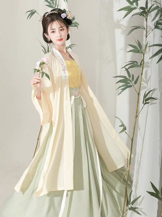 正版汉服出租 宋制清风笺春夏款三件套S码