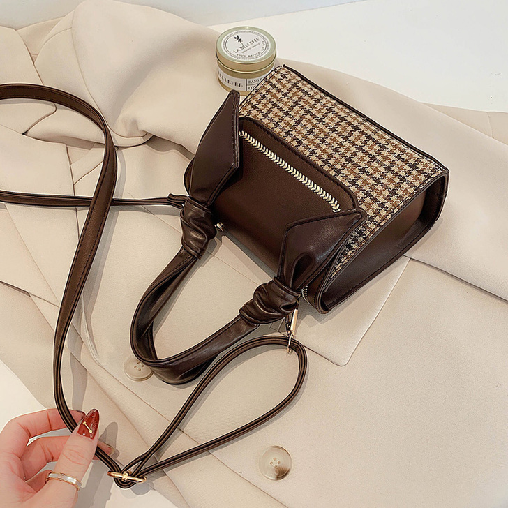 洋气小包包女2020秋冬新款潮百搭千鸟格斜...