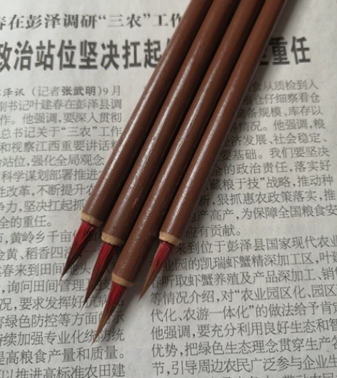 全新 一体杆，竹子杆小红毛毛笔学生初学练习...