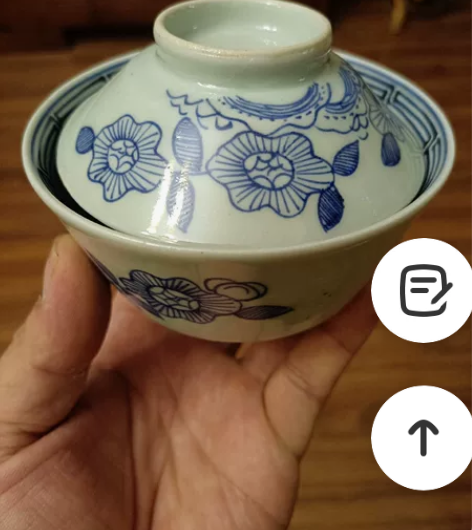 老青花盖碗,里外都有画工,品相完好,喝茶非...