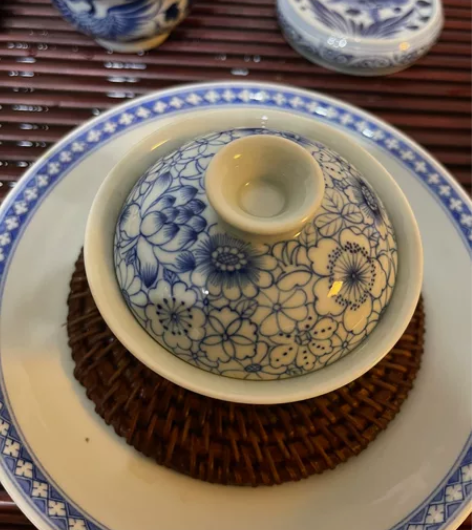记石窑 满绘青花 盖碗 ,釉水超级好 满工...