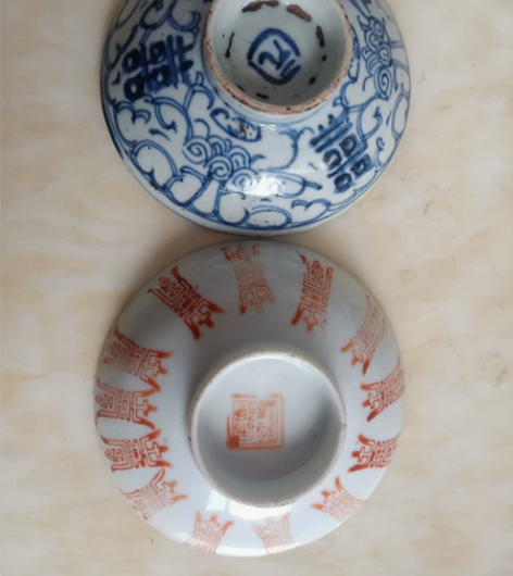 库存老盖碗 手绘花纹 青花盖碗 沉稳低调的...