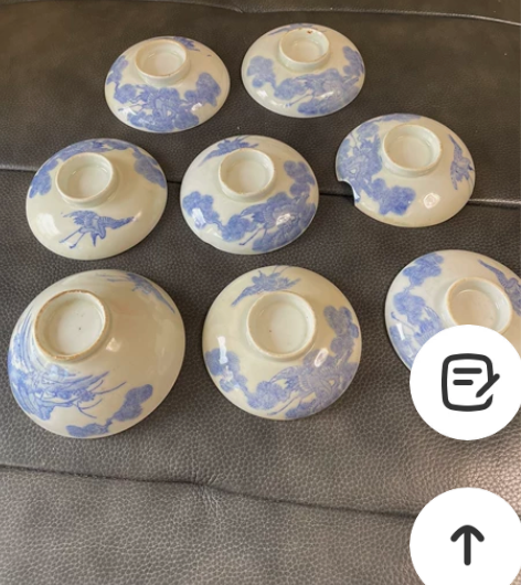 一堆柴烧老青花盖碗配件 都有不同程度瑕疵 ...