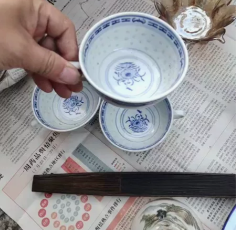 景德镇出口瓷 三个透光杯 一起包邮