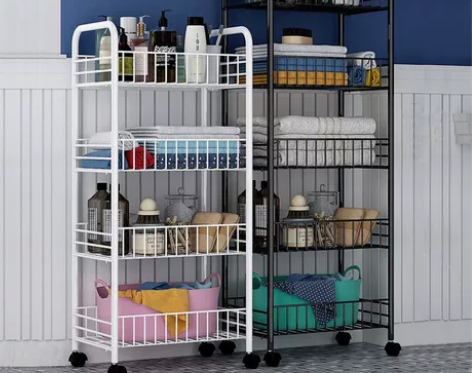 【捡漏】带轮小推车置物架厨房落地多层储物架...