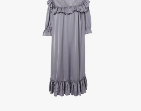 祖艾 自制【月光倾城家居裙】V领刺绣抽褶花...