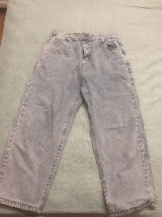 胖子日系牛仔裤男加肥加大码长裤子卷边九分裤...