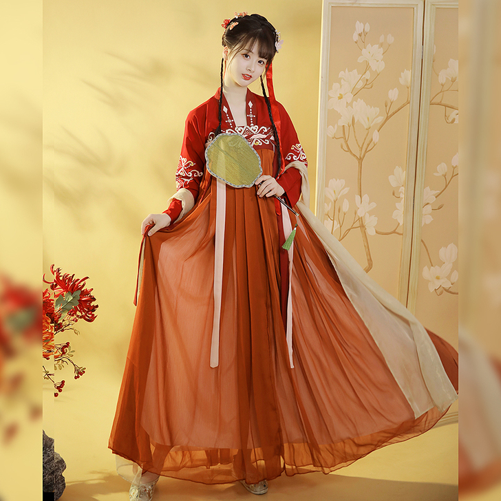 凤池吟花萝烟原创汉服女套装学生对襟齐胸襦裙...