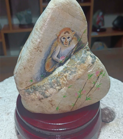 原创石头画作品特色手工艺 高15cm、宽约...