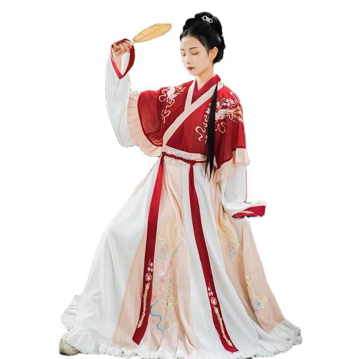 凤于牡丹 墨子研汉服女晋制交领半袖齐腰襦裙...