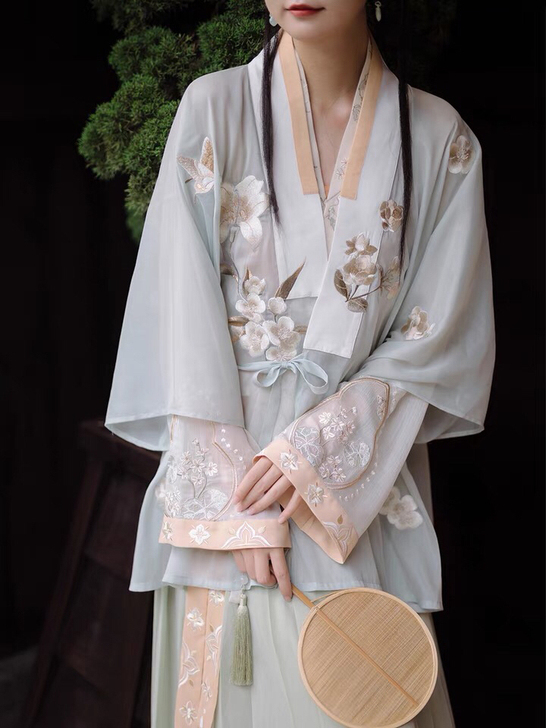 远山乔【琼琚】明制汉服女对穿交外衫对襟上衣...
