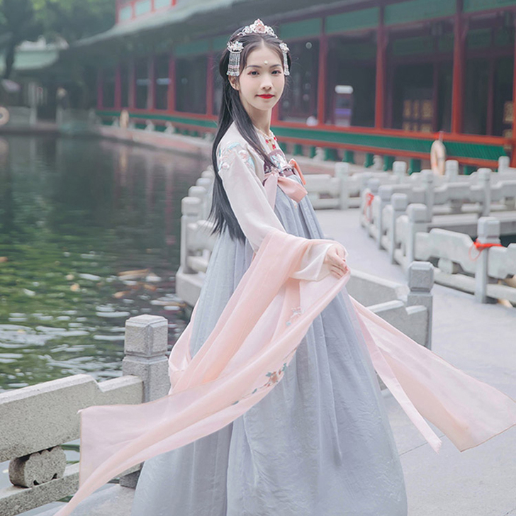 古装改良九夜汉服仙女中国风樱花超仙飘逸学生...