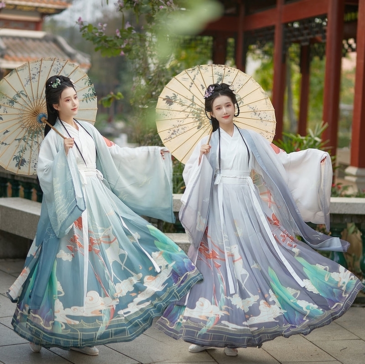 汉服女晋制白菜全套齐腰襦裙魏晋风情侣款