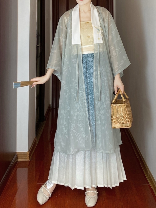 墨子研汉服女【清夏】明制合领衫半袖长衫日常...