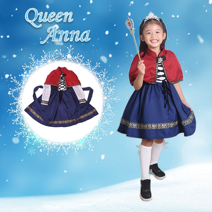 万圣节漫展女童安娜公主COS冰雪奇缘迪士尼...