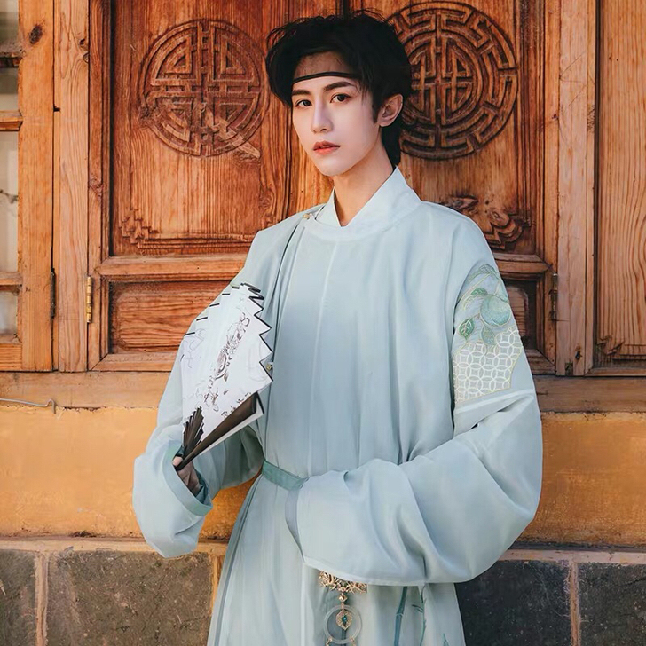 【流烟昔泠-青梅竹马】传统汉服情侣男圆领袍...