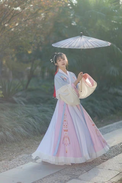 花雨辞原创羽笙汉服，秋冬晋制交领半袖晋襦刺...