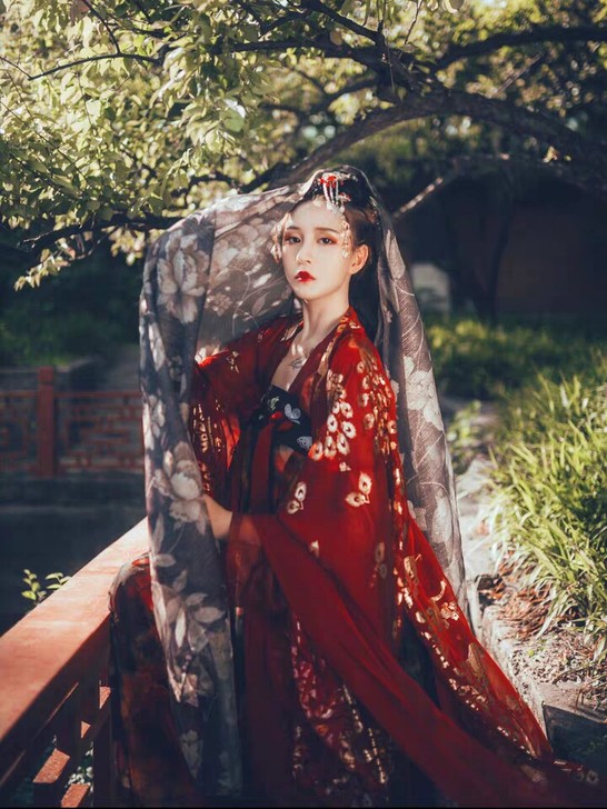 汉服出租 司南阁 胭脂 唐制齐胸襦裙S码租...