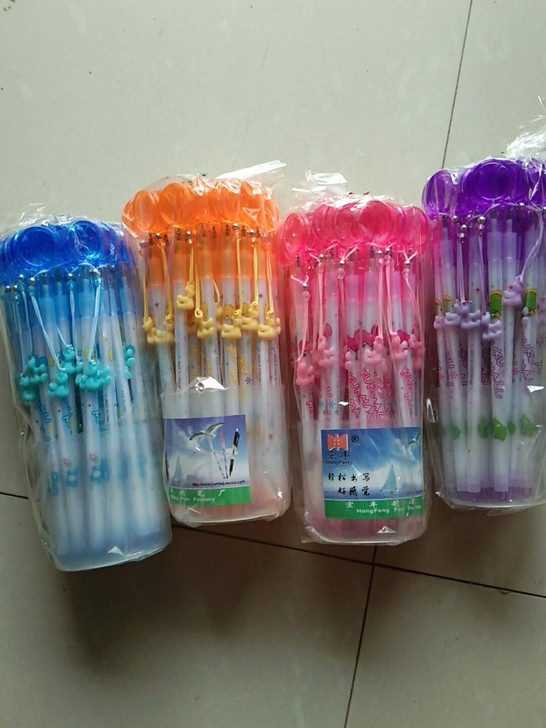 学生放大镜卡通蓝色圆珠笔0.38，4个颜色...