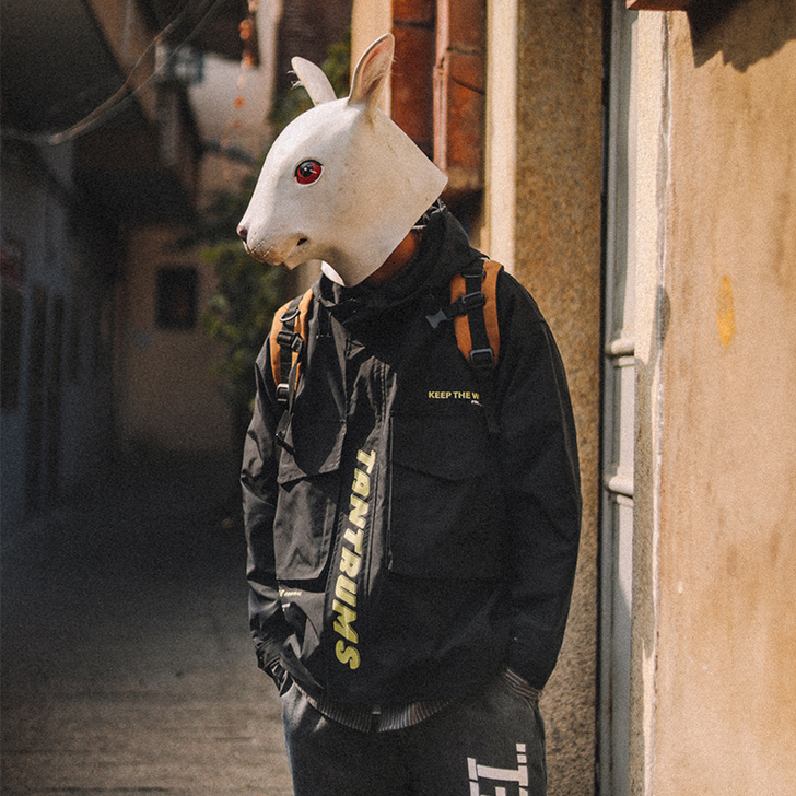 兔先森2020新品春季连帽夹克男欧美风宽松...