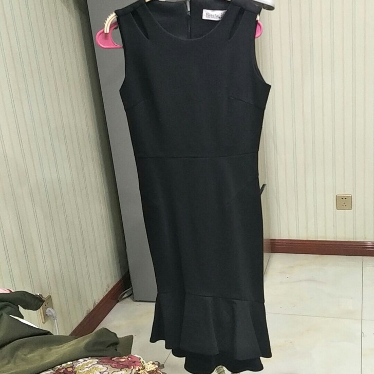黑色 连衣裙 无袖连衣裙鱼尾裙 包臀