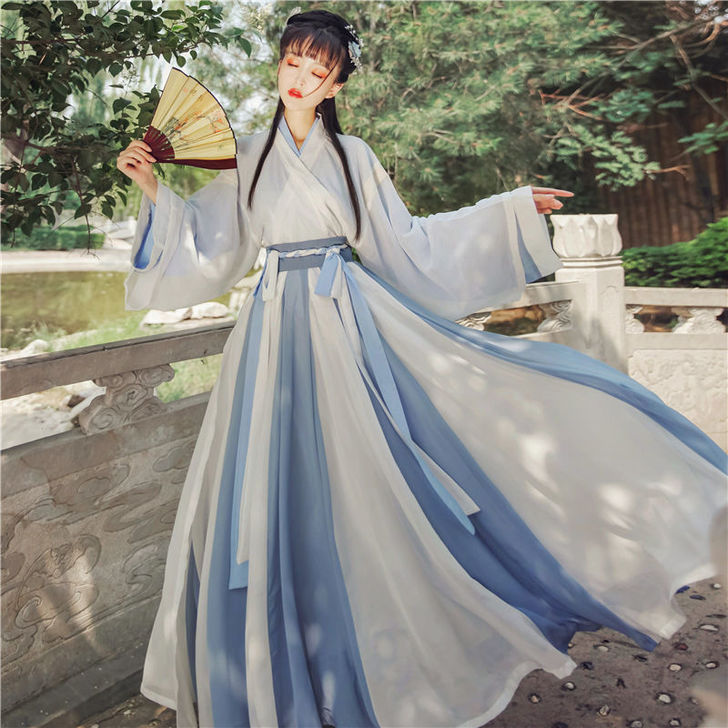 原创【黛颜玉】汉服女魏晋制破裙交领齐腰襦裙...