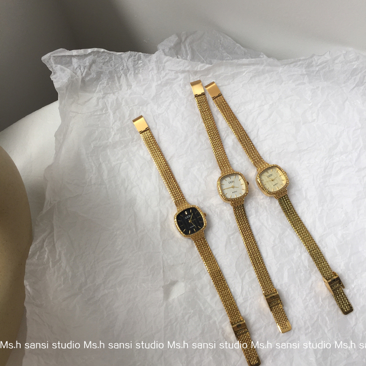 【三四】私物 方形经典复古金色手链表精致韩...