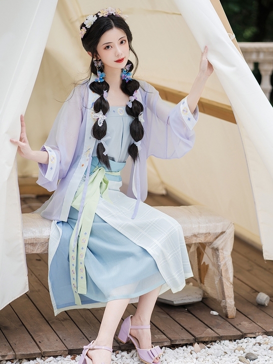 【流烟昔泠-夏日果果冰】绣花宋制飞机袖上衣...