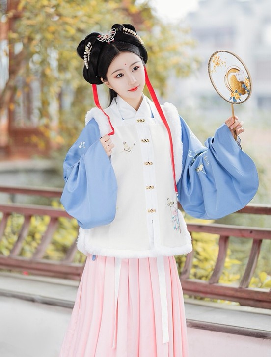 墨子研汉服女原创明制袄裙方领对襟齐腰短款加...