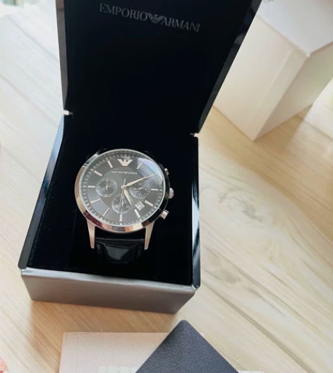 阿玛尼正品男表，商务简约防水皮革石英腕表，...