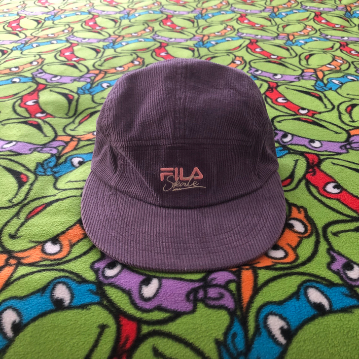 日淘酱紫灯芯绒滑板支线FILA中古帽子