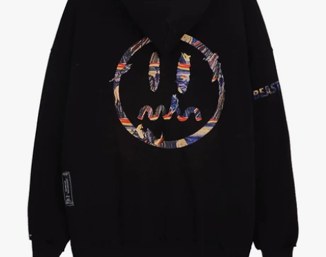 BEASTER 小恶魔鬼脸春秋款油画连帽卫...