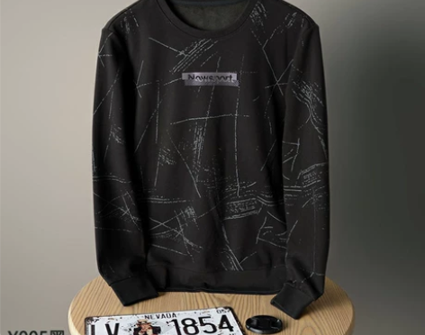 捡漏雅鹿薄绒卫衣Y005黑男抗皱易打理套头...