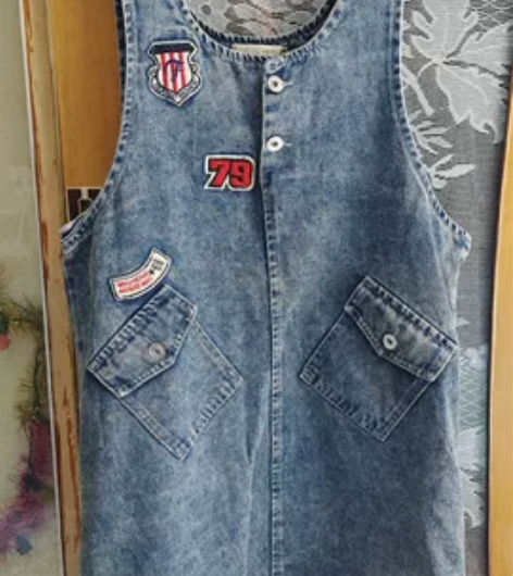 大码浅蓝色牛仔背带裙 四季可穿包邮 95新...