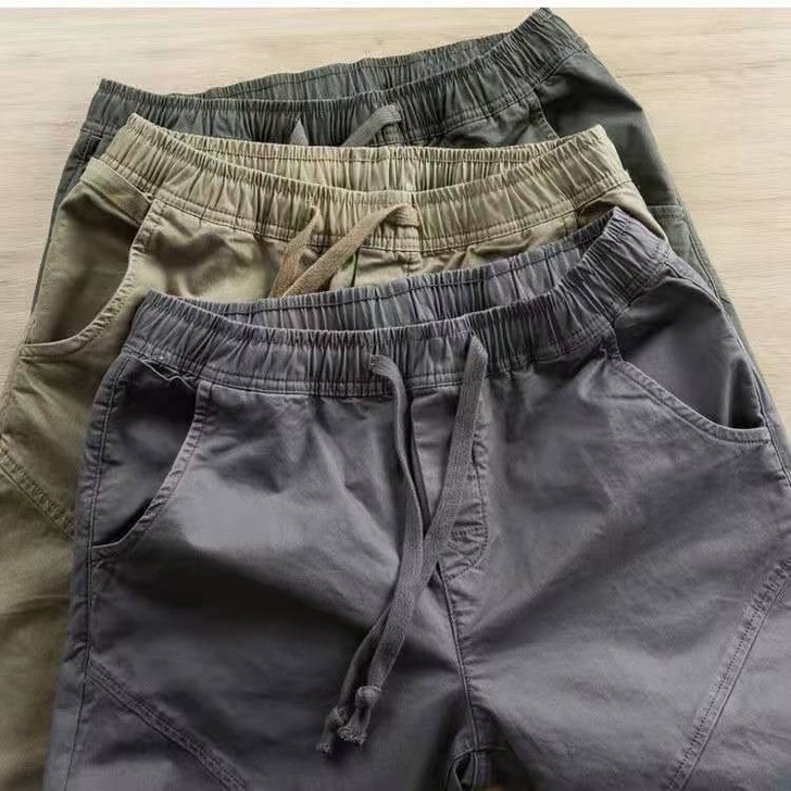 工装裤男九分男裤夏季长裤男士冰丝休闲裤加肥...