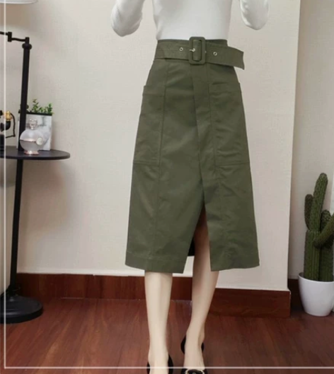 长款半身裙秋高腰显瘦包臀裙开叉一步裙工装风...